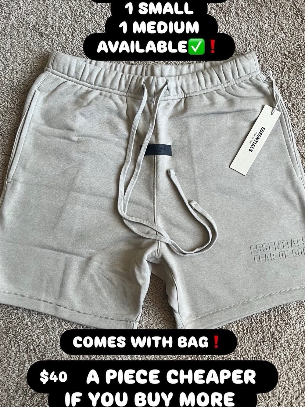 Fear of God Essentials Men’s Cream Drawstring Shorts
